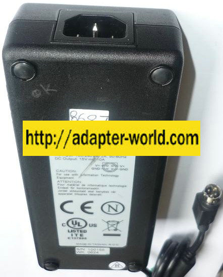 XP POWER AML 150PS15 AC Adapter 15VDC 10A New 4PIN DIN 10mm ITE - Click Image to Close