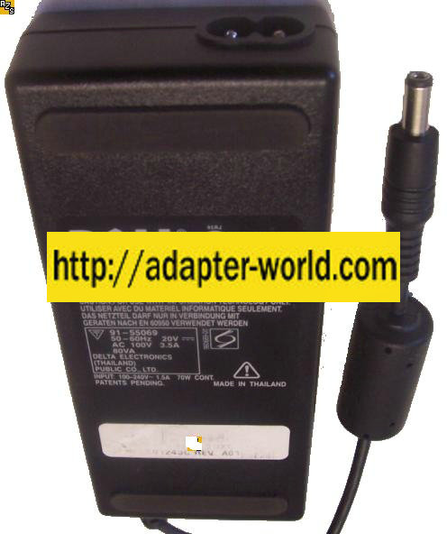Dell ADP-70BB PA-4 AC ADAPTER 20VDC 3.5A 2.5x5.5mm New POWER SU - Click Image to Close