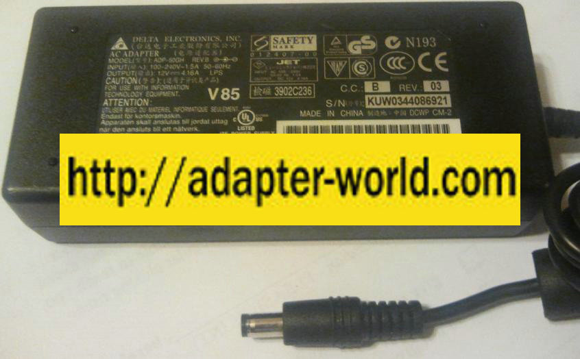 DELTA ADP-50GH REV.B AC ADAPTER 12VDC 4.16A NEW 2 x 5.5 x 9.5mm - Click Image to Close