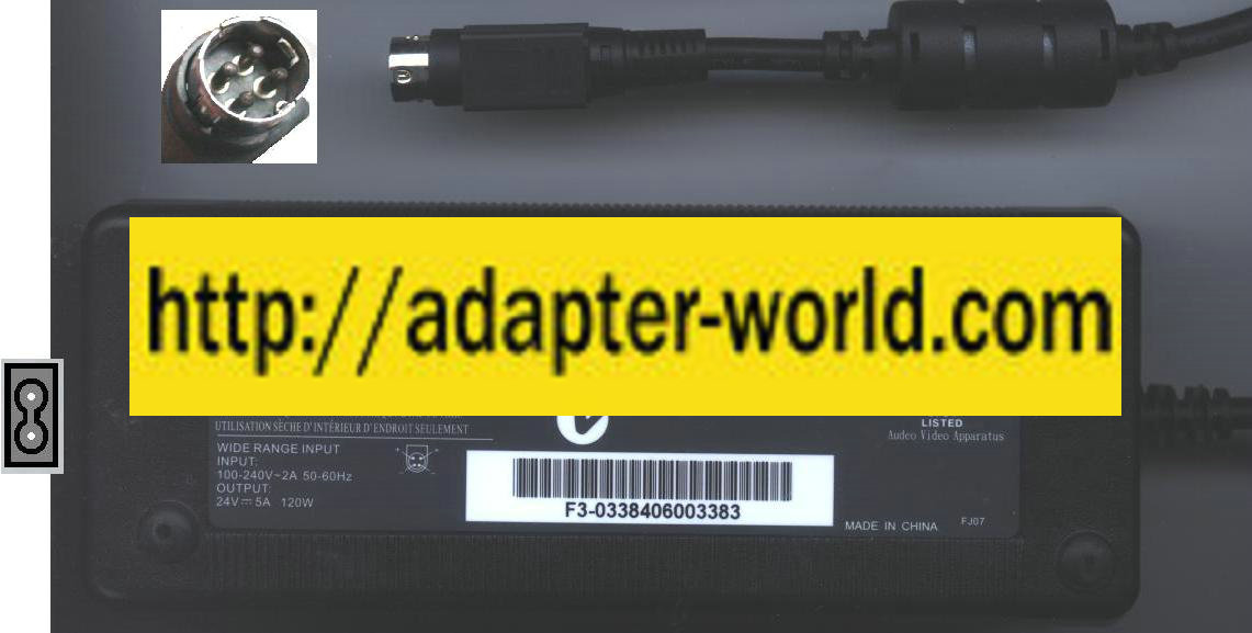 JVC HP-OW120A031 AC ADAPTER 24V 5A 4Pin LCD MONITOR Power Supply - Click Image to Close