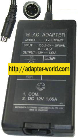 Matsushita ETYHP127MM AC Adapter 12VDC 1.65A 4Pin SWITCHING POWE - Click Image to Close