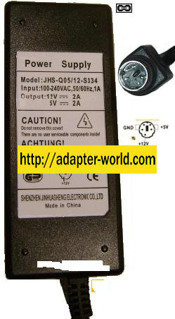 SHENZHEN JHS-Q05/12-S334 AC ADAPTER 12VDC 5V 2A S15 34W POWER SU - Click Image to Close