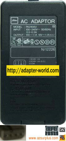 TOSHIBA PA2400U AC ADAPTER 18V 1.1A NOTEBOOK Laptop Power Supply