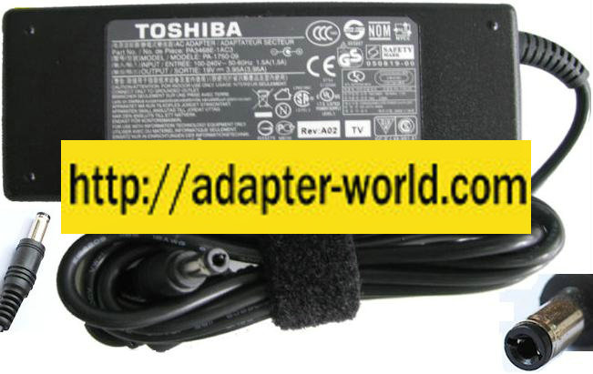 TOSHIBA PA-1750-09 AC ADAPTER 19VDC 3.95A NEW -( ) 2.5x5.5x12mm