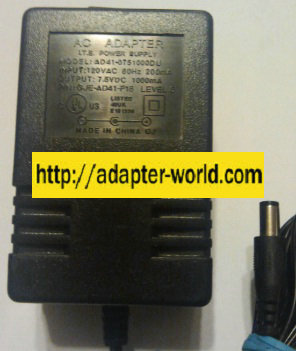 AD41-0751000DU AC ADAPTER 7.5V DC 1000MA POWER SUPPLY ITE - Click Image to Close