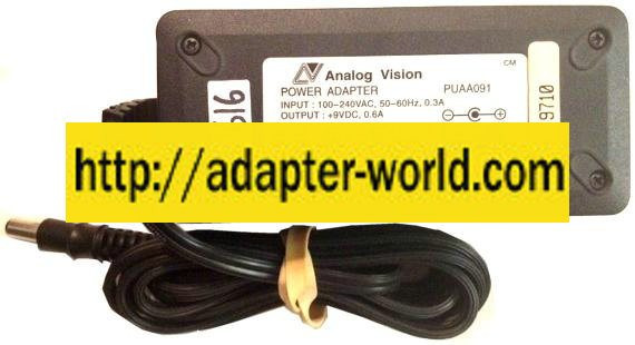ANALOG VISION PUAA091 9V DC 0.6mA -( )- 1.9x5.4mm NEW POWER - Click Image to Close