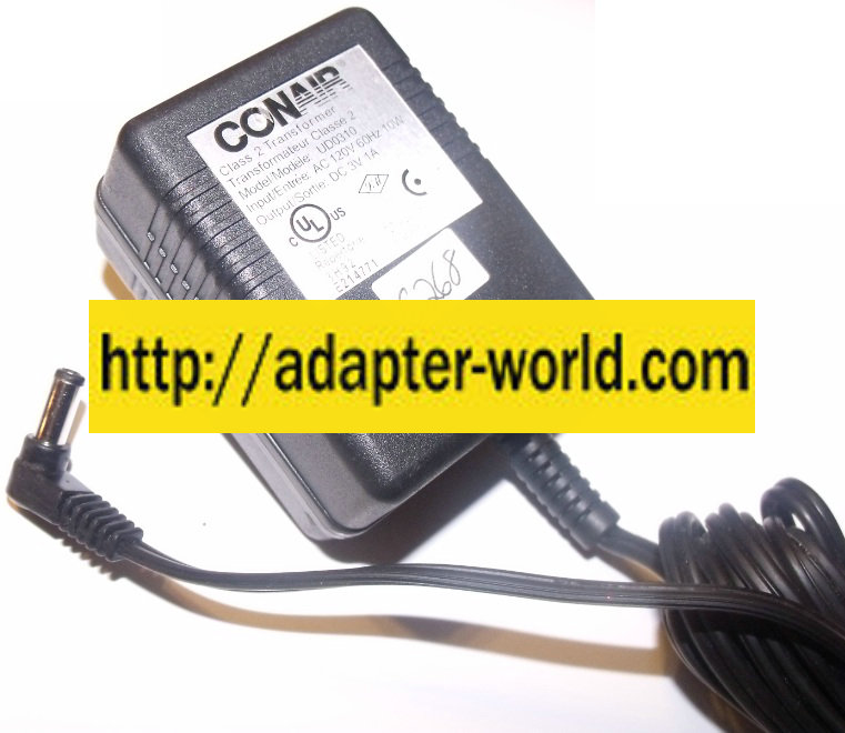 CONAIR UD0310 AC ADAPTER DC 3V 1A NEW 90 Degree Right Angle 2.1 - Click Image to Close