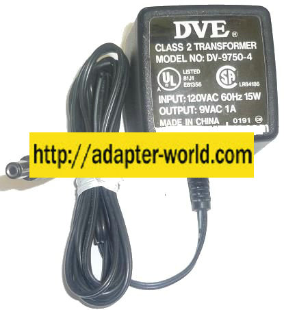 DVE DV-9750-4 AC ADAPTER 9VAC 1A NEW -( ) 2.5x5.5x9.5mm ROUND B - Click Image to Close