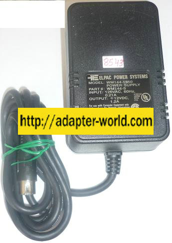 ELPAC MW144-1950 AC ADAPTER 12VDC 1.2A NEW 5PIN DIN CONNECTOR - Click Image to Close