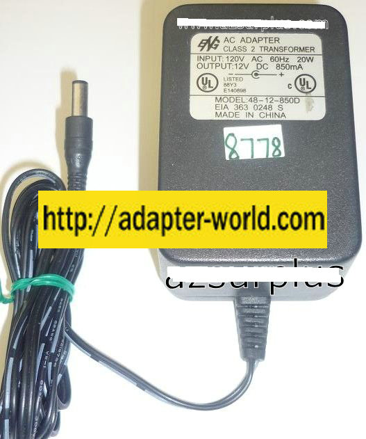 ENG 48-12-850D AC ADAPTER 12VDC 850mA NEW -( ) 2x5.5x12.4mm ROU - Click Image to Close