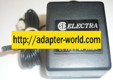 Electra EA-06 AC ADAPTER 6VDC 200mA new -( ) 2x5x14.3mm round b