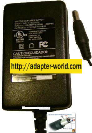 ELEMENT 5JS11-120500U AC ADAPTER 12VDC 2.5A SWITCHING REGULATED - Click Image to Close