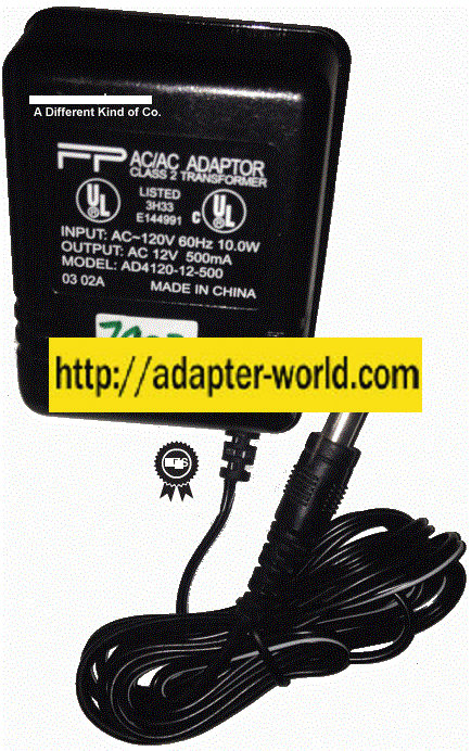 FP AD4120-12-500 AC AC ADAPTER 12VAC 500mA NEW -( )- 2.5x5.5x9. - Click Image to Close
