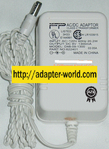 FP D48-09-1300 AC ADAPTER 9VDC 1.3A NEW -( ) 2x5.5mm 20.2W Char - Click Image to Close