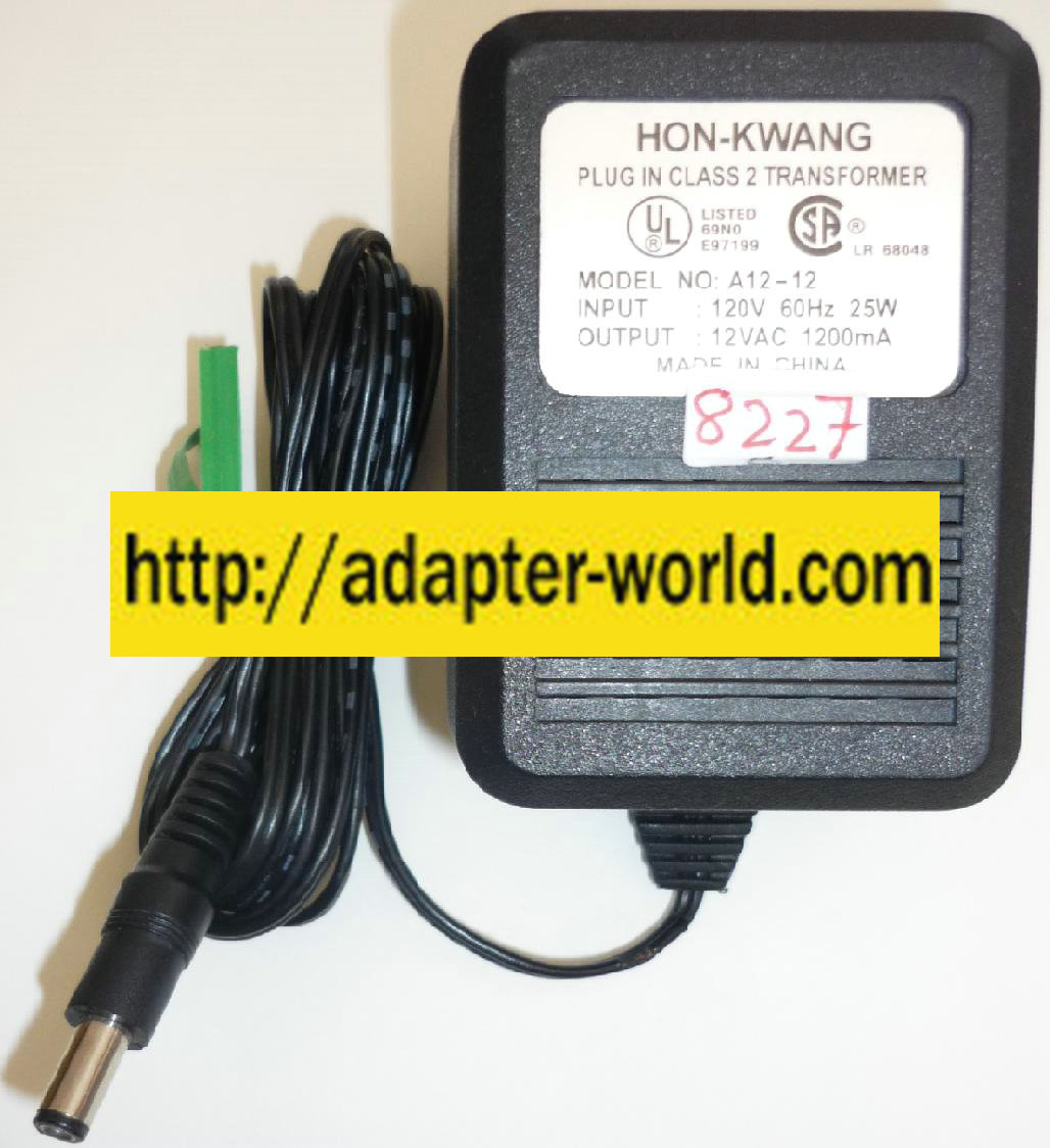 HON-KWANG A12-12 AC ADAPTER 12VAC 1.2A NEW ~(~) 2x5.5mm ROUND B
