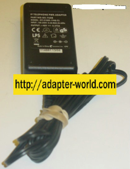 IP TELEPHONE PWR-ADAPTER GT-21089-1948-T3 AC ADAPTER 48V 0.375A - Click Image to Close
