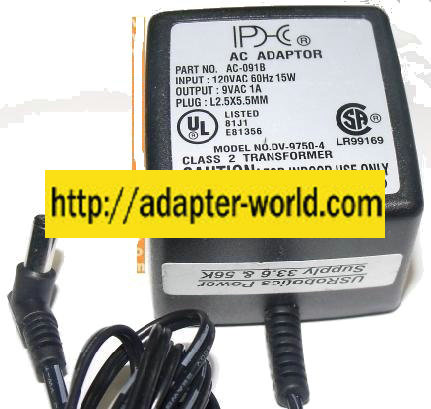 IPDC DV-9750-4 AC ADAPTER 9VAC 1A ~(~) 2.5x5.5mm New 90 ° ROUND - Click Image to Close