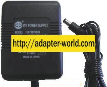 oIo ITE U075070D30 AC ADAPTER 7.5VDC 700mA Power Supply - Click Image to Close