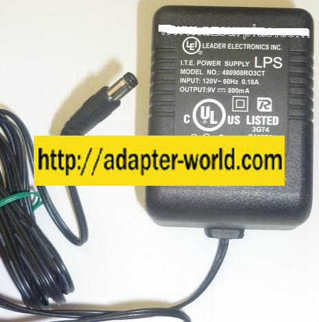 LE1 480908RO3CT AC ADAPTER 9VDC 800mA NEW -( ) 2x5.5x9.8mm ROUN