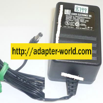 LEI LPS-014 AC ADAPTER 5VDC 700mA NEW -( ) 2.5x5.5x11.5mm 90 de - Click Image to Close