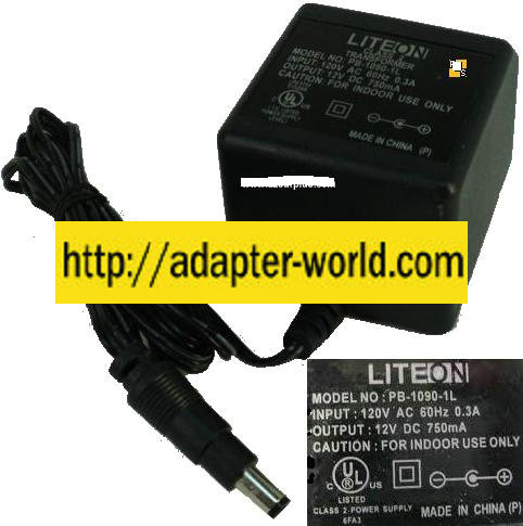 LITEON PB-1090-1L AC ADAPTER 12VDC 750mA POWER SUPPLY PB-1090-1