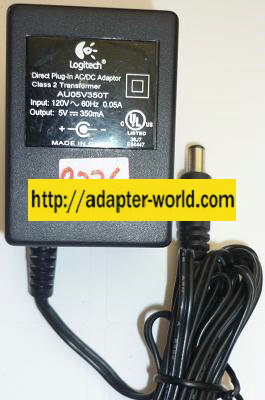 LOGITECH AUO5V35OT AC ADAPTER 5VDC 350mA NEW (-) 2x5.5mm ROUND - Click Image to Close