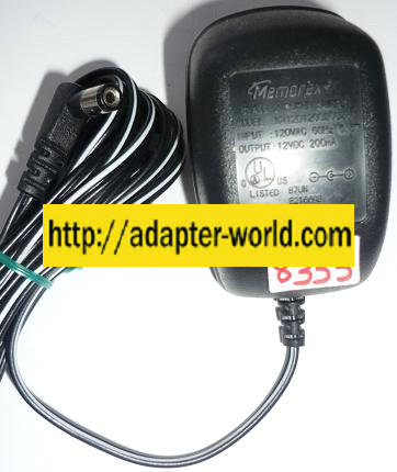 MEMOREX KA12D120020023U AC ADAPTER 12VDC 200mA NEW -( ) 2x5.5mm - Click Image to Close