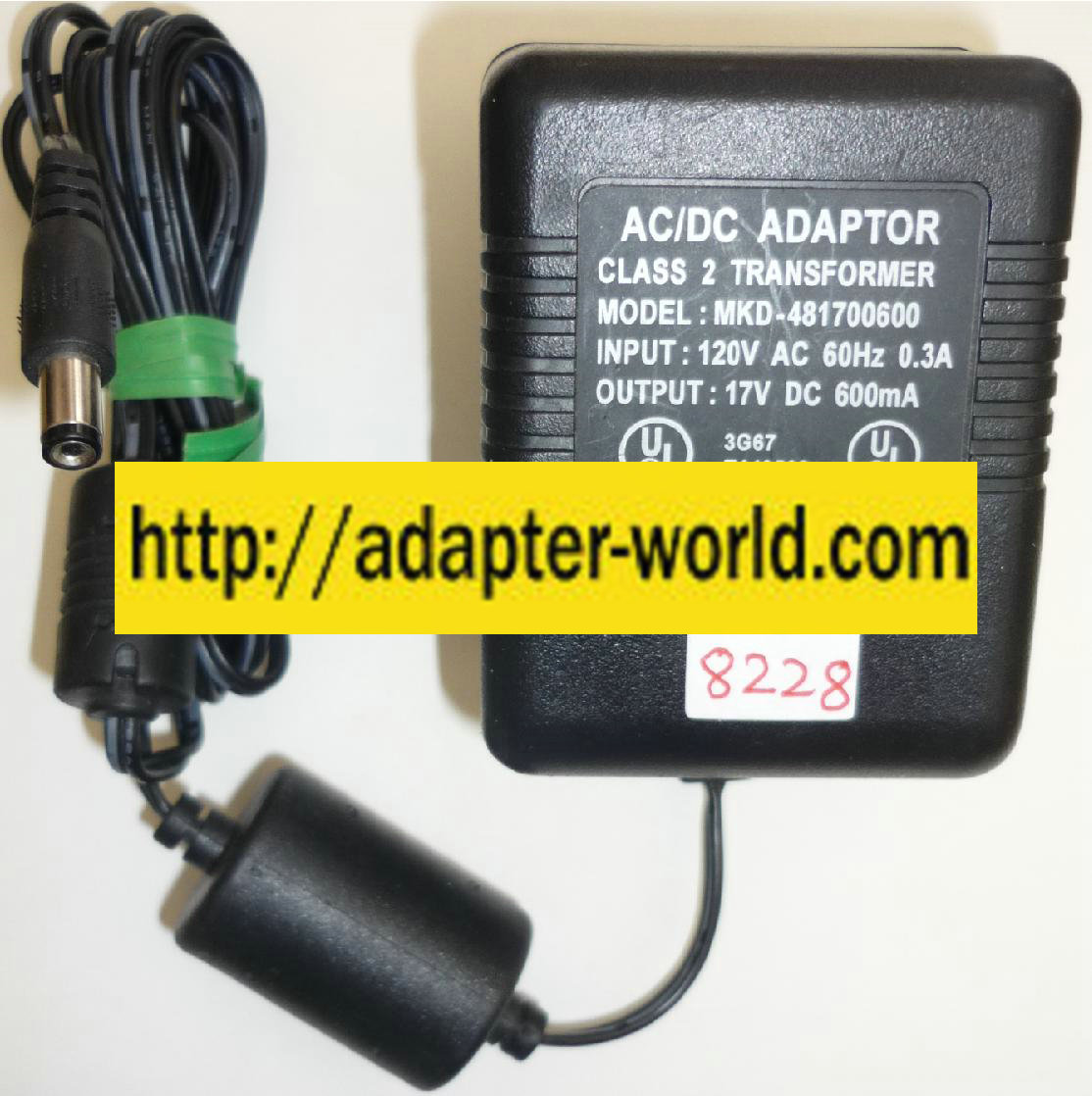 MKD-48170060 AC ADAPTER NEW -( )2x5.5 ROUND BARREL 17VDC 600mA