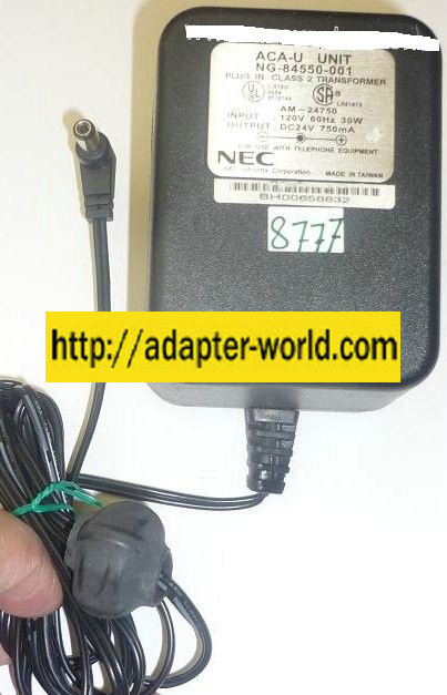 NEC AM-24750 AC ADAPTER 24VDC 750mA 13.5VA NEW (-) 2x5.5x9.7mm