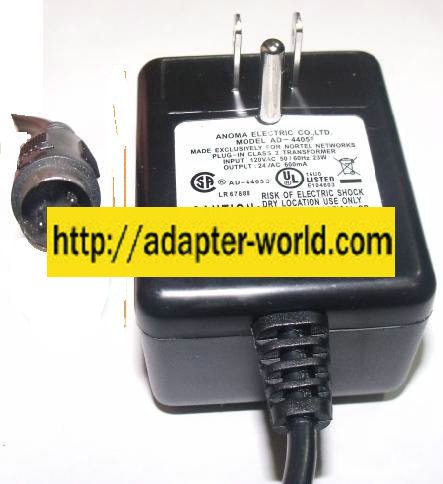NORTEL ANOMA AD-4405F AC ADAPTER 24V 600mA PLUG IN CLASS 2 POWER