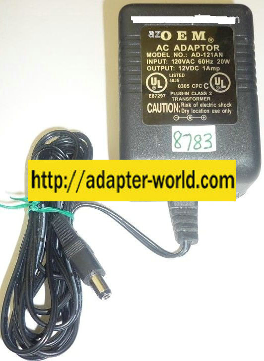 OEM AD-121AN AC ADAPTER 12VDC 1Amp NEW -( ) 2x5.5x9.6mm ROUND B - Click Image to Close