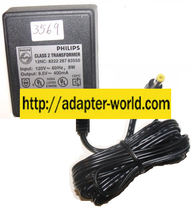 Philips A5-AC9400-F9N AC ADAPTER 9.5VAC 400mA 0.4A ~(~)~ LIKENEW