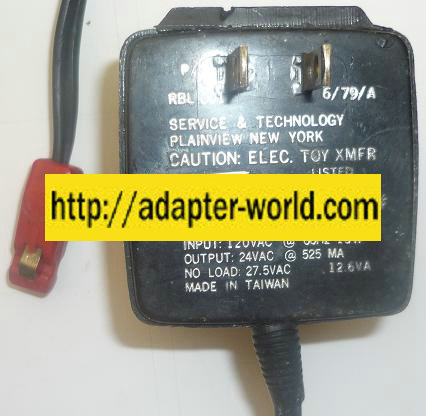 RBL 001 AC ADAPTER 24VAC 525mA NEW DIRECT PLUG IN CLASS 2 TRANS - Click Image to Close