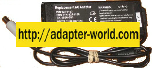 REPLACEMENT PA-1900-081 AC ADAPTER 20VDC 4.5A New 1 x 5.6 x 8 x