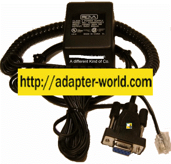 ROVA DV-0960-B20 AC ADAPTER 9VDC 600mA Cable DB9 RJ45 Interfac - Click Image to Close