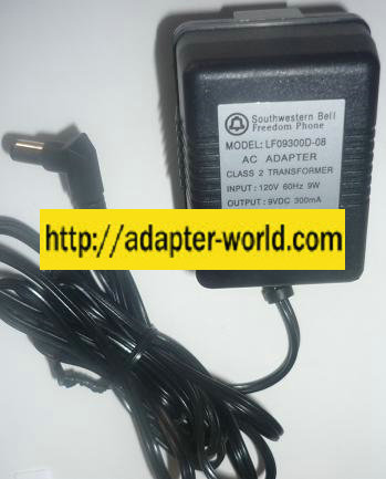 SOUTHWESTERN BELL LF09300D-08 AC ADAPTER 9VDC 300mA LIKE NEW -( - Click Image to Close