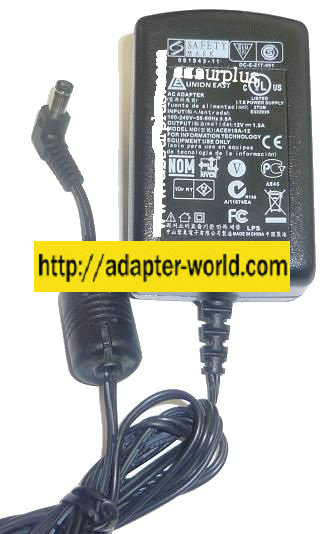 UNION EAST ACE018A-12 AC ADAPTER 12VDC 1.5A NEW -( ) 2x5.5x9.8m - Click Image to Close