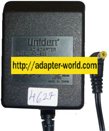 UNIDEN AD-830 AC ADAPTER 9VDC 400mA 6.5W linear Class 2 POWER Su - Click Image to Close