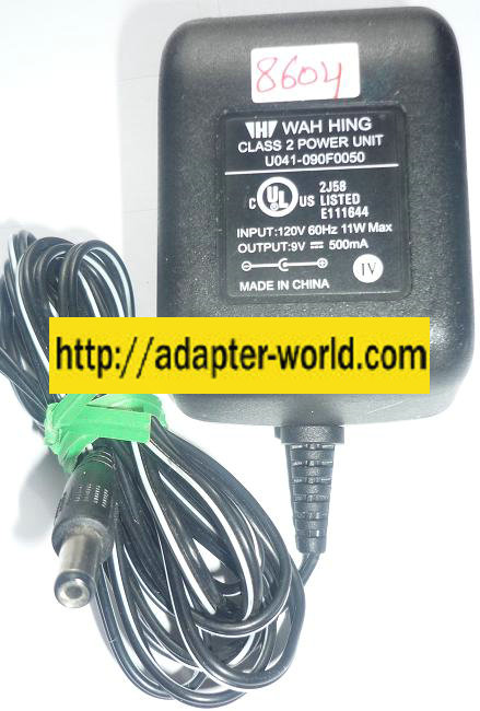 WAH HING U041-090F0050 AC ADAPTER 9VDC 500mA NEW -( ) 2x5.5mm P - Click Image to Close