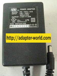 YHI YS-1015-U12 AC ADAPTER 12VDC 1.25A -( ) 2x5.5mm POWER SUPPLY - Click Image to Close