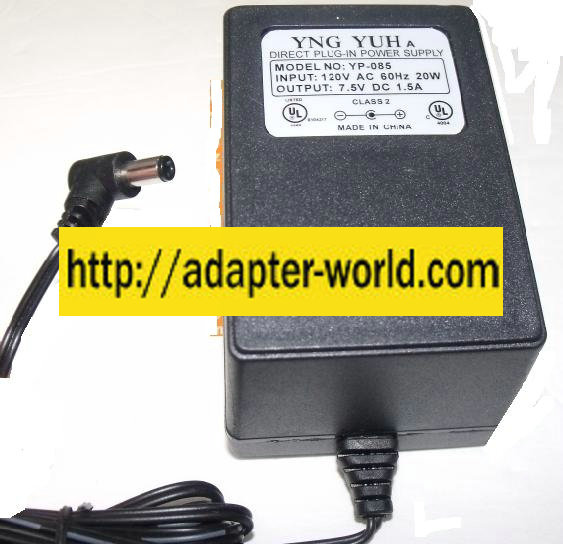 YNG YUH YP-085 AC ADAPTER 7.5VDC 1.5A New 2.2 x 5.4 x 10.2 mm 9 - Click Image to Close