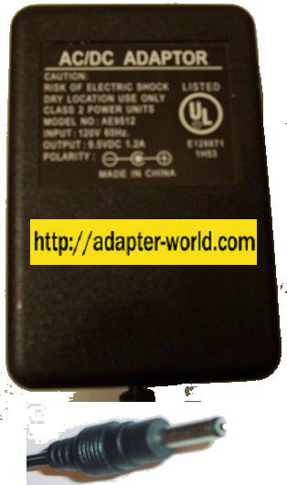 AE9512 AC DC ADAPTER 9.5V 1.2A CLASS 2 POWER UNIT POWER SUPPLY - Click Image to Close