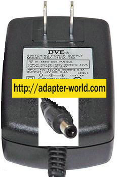DVE DSA-0151A-05A AC ADAPTER 5VDC 2.4A -( )- 2.5x5.5mm 120vac Us - Click Image to Close