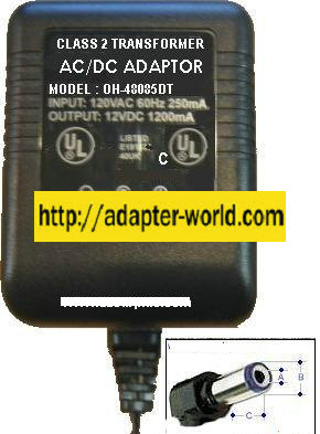 Oriental Hero OH-48085DT AC Adapter 12VDC 1.2A -( ) 2.5x5.5mm 10 - Click Image to Close