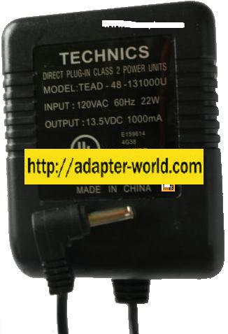 TECHNICS TEAD-48-131000U AC ADAPTER 13.5VDC 1A NEW -( )- 2x5.5mm - Click Image to Close