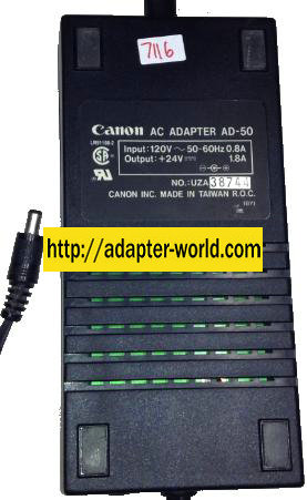 CANON AD-50 AC ADAPTER -( )- 24VDC 1.8A NEW 2x5.5mm STRAIGHT R