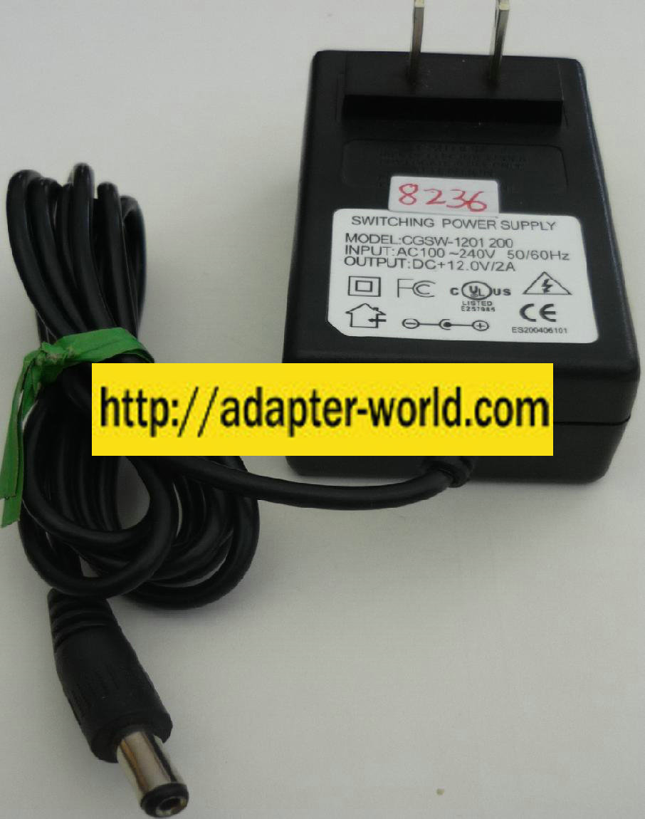 CGSW-1201200 AC DC ADAPTER 12V 2A NEW -( ) 2x5.5 ROUND BARREL