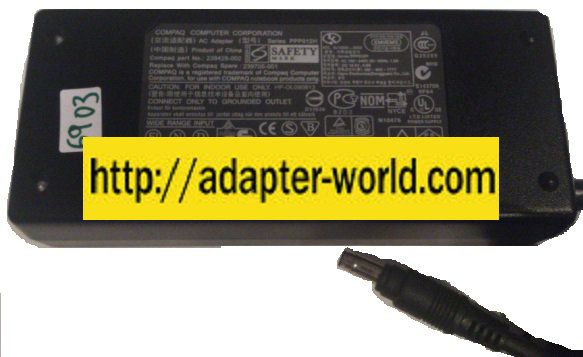 COMPAQ PPP012H AC ADAPTER 18.5VDC 4.9A -( )- 1.8x4.7mm
