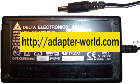 DELTA ADP-15HB REV B AC ADAPTER 12V 1.25A NEW 3 x 5.5 x 11mm - Click Image to Close