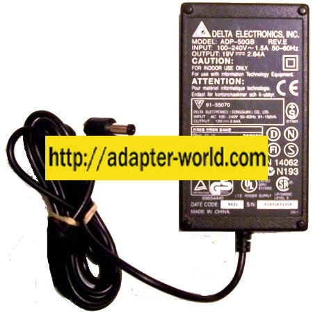 DELTA ADP-50GB AC DC ADAPTER 19V 2.64A POWER SUPPLY Gateway